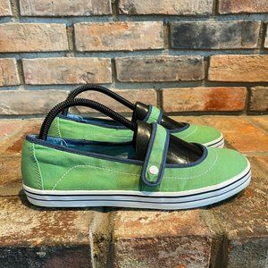 LL Bean Womens Slip On Round Toe Comfort Blue Green Flat Mary Jane Shoes Sz 9 M